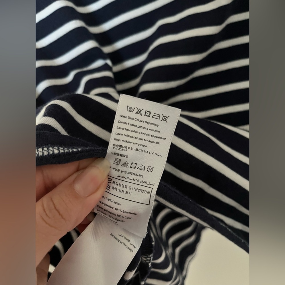 Joules Navy Cream Stripe Marina Dropped Shoulder Jersey Top - Picture 9 of 13
